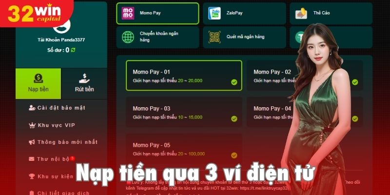 Thanh toán thông qua sử dụng 3 ví điện tử